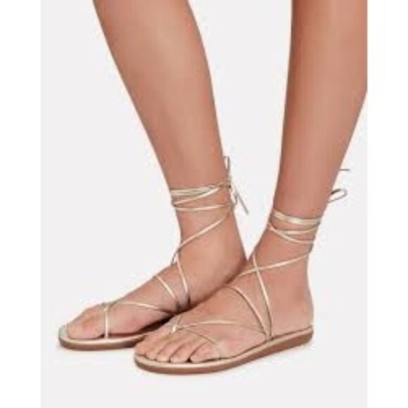 Ancient Greek Sandals Gold Strappy Lace-Up Sandals - Picture 1 of 8